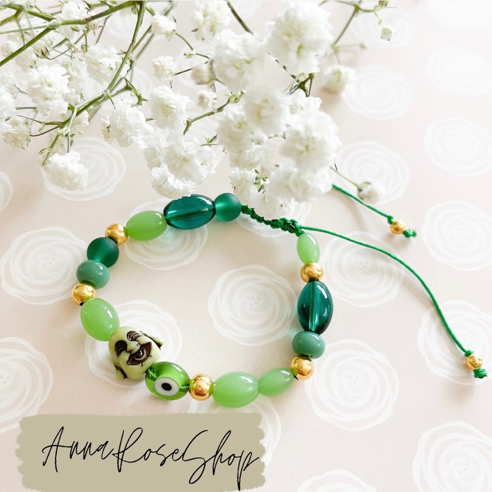 Green beads Buddha bracelets